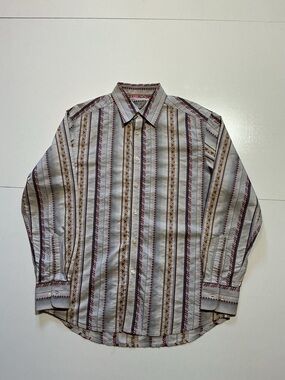 Robert Graham Southwestern Multicolored Striped Long Sleeve Button Front Shirt